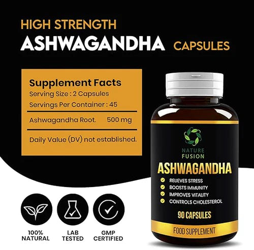 Pure Ashwagandha Capsules 500mg - 90 Count