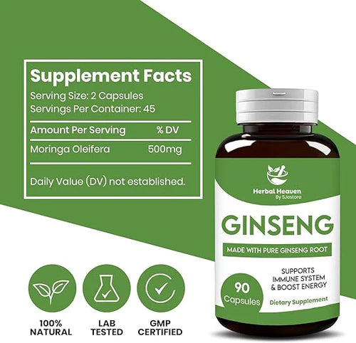 Ginseng Capsules 90 Count - 100% Herbal Formula