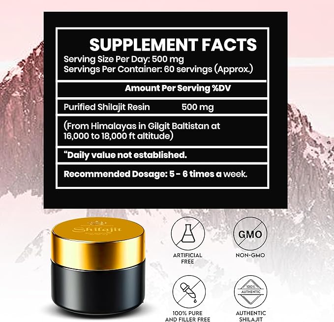 King's Wellness Pure Shilajit Resin, for Men and Women - 100% Natural Himalayan Extract