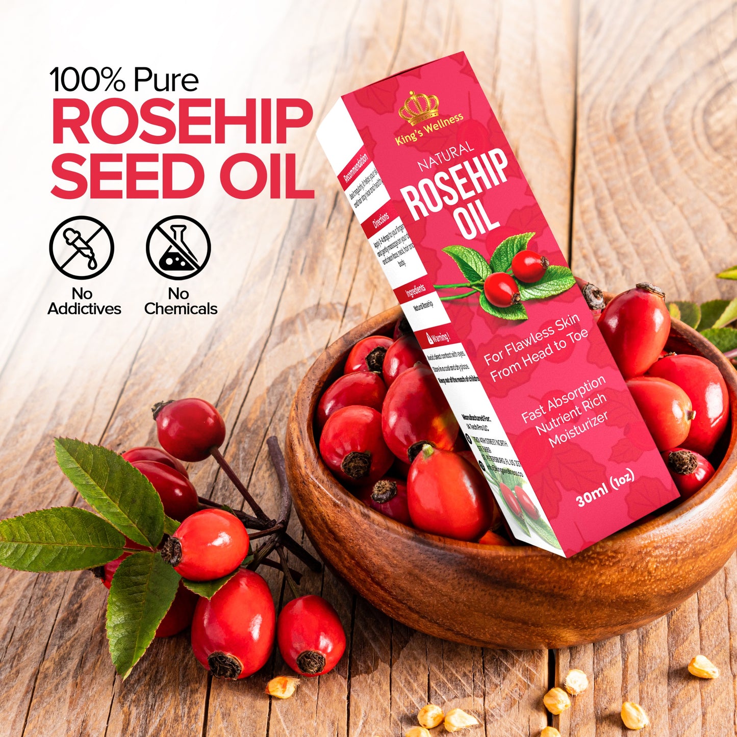 King's Wellness Rosehip Face Oil for Men & Women