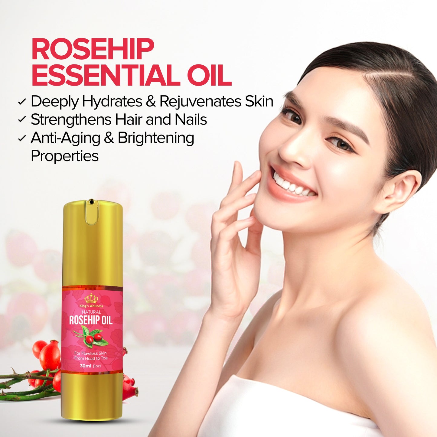 King's Wellness Rosehip Face Oil for Men & Women