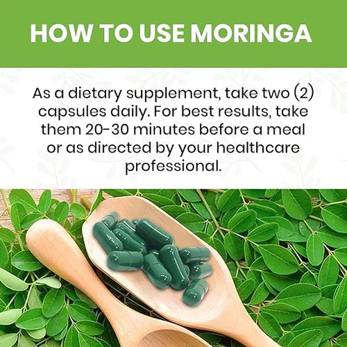 Moringa Capsules Supplement 500 mg | 120 count